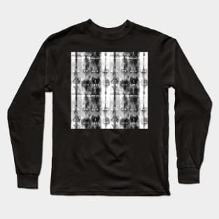 Black and White Tie-Dye Plaid Long Sleeve T-Shirt